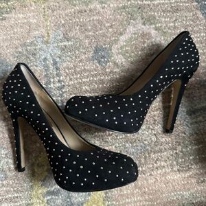 INC Gold Studded Suede Heels